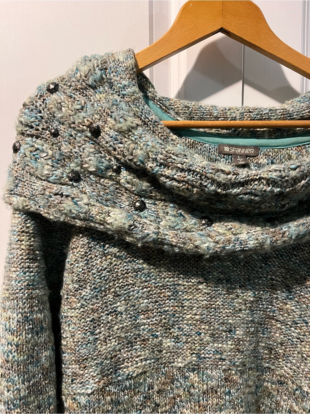 SPANNER Wool Blend Knit Sweater/ Dress with Studded Cowl Neck